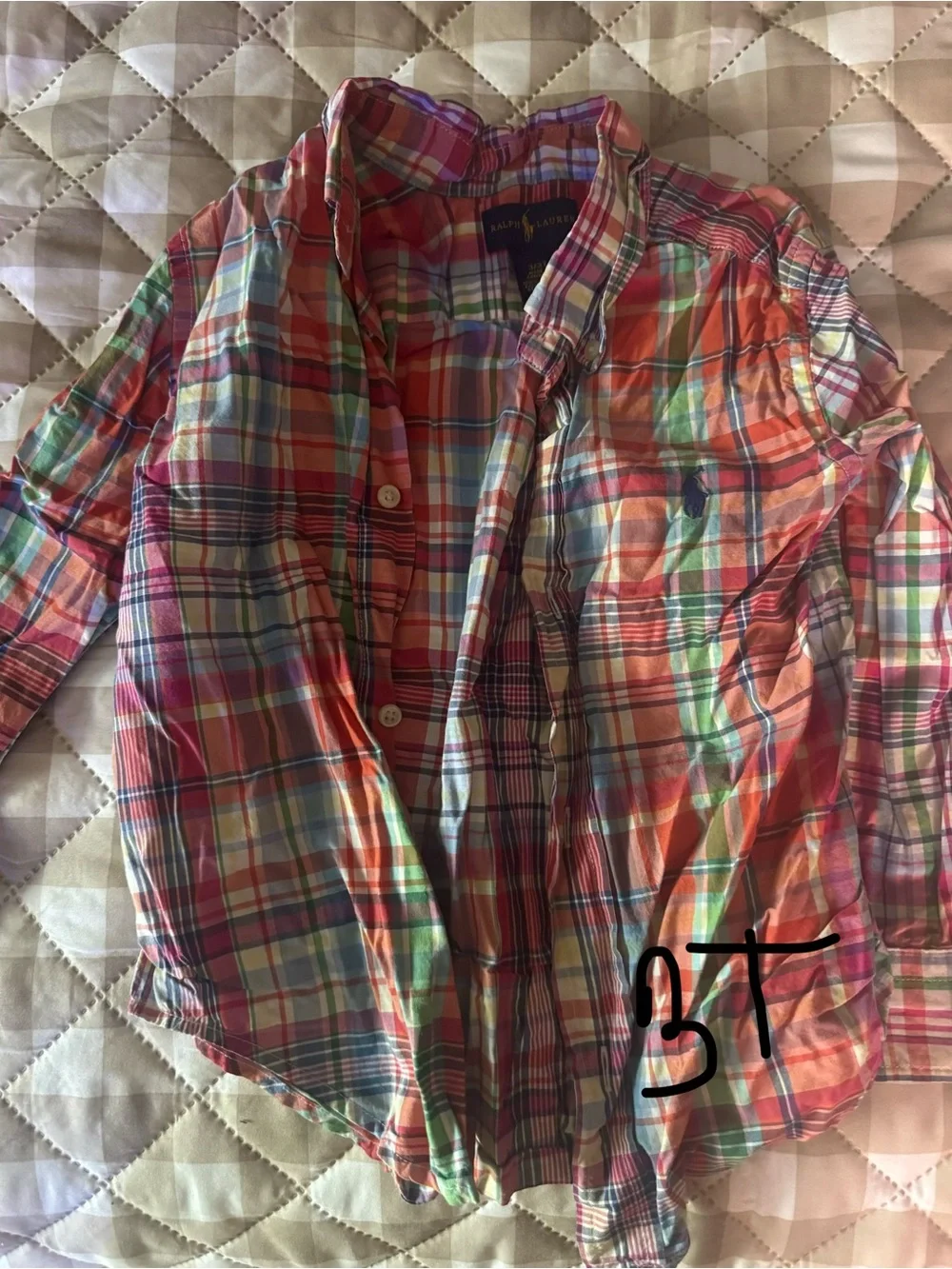 Ralph Lauren Men’s Multicolor Plaid Button-Down Shirt — Orange, Green, Blue
